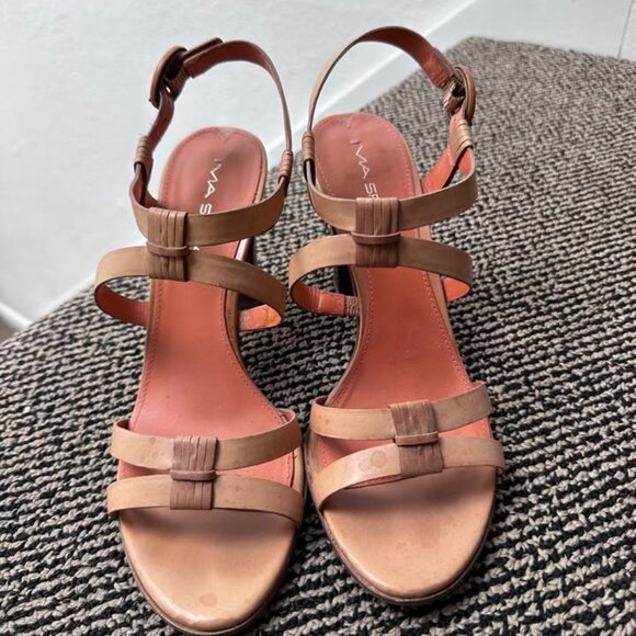 This is a pair of women's sandals in a light brown color. - Picture 1 of 4